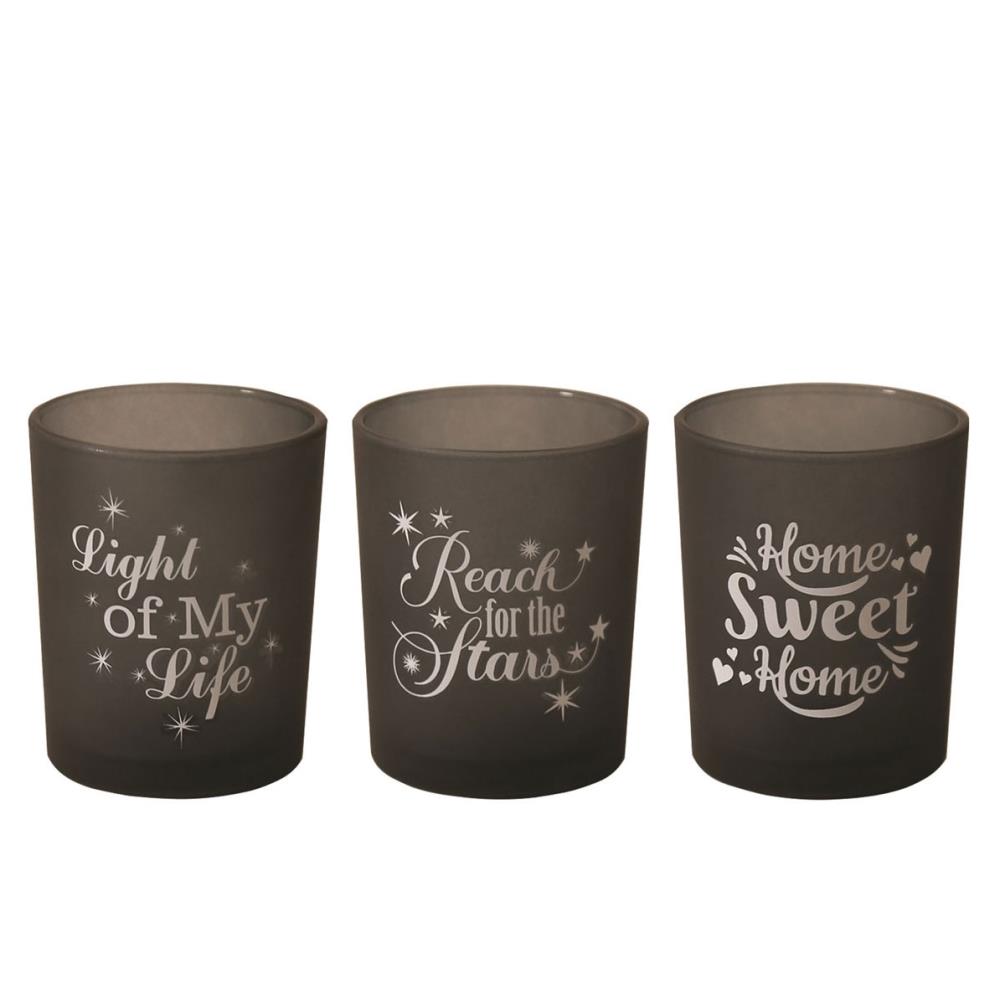 Aroma Black Sentiments 3 Tealight & Votive Holder Set £6.29